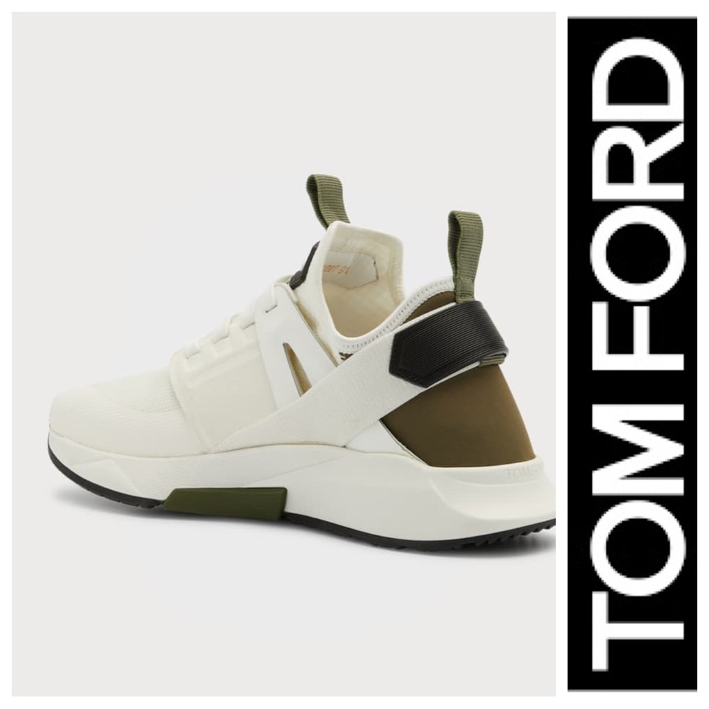 Tom Ford White & Khaki Jago Sneakers - Size 39.5EU (box included)